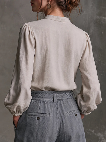 Vintage Embroidered Boho Linen Blouse