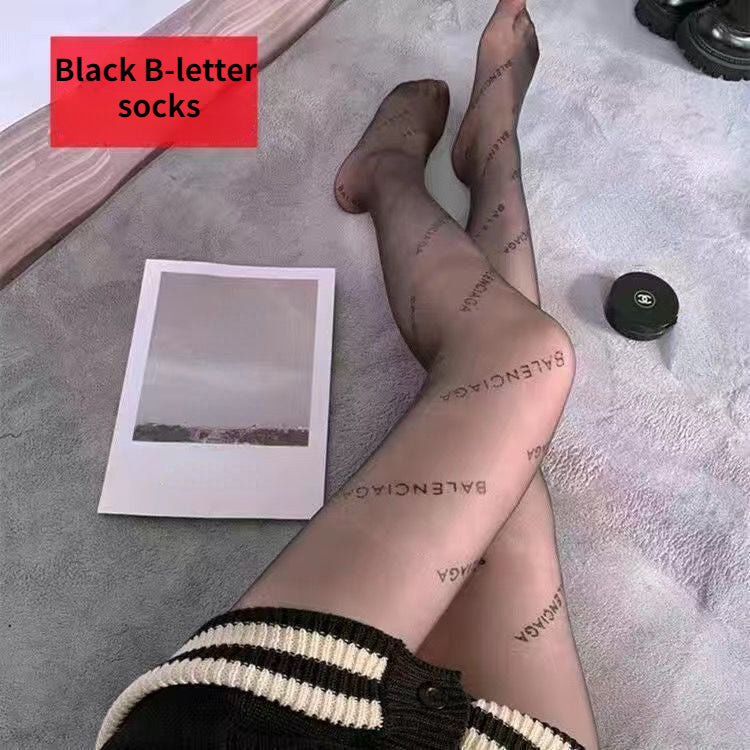 Black silk through flesh padded pantyhose