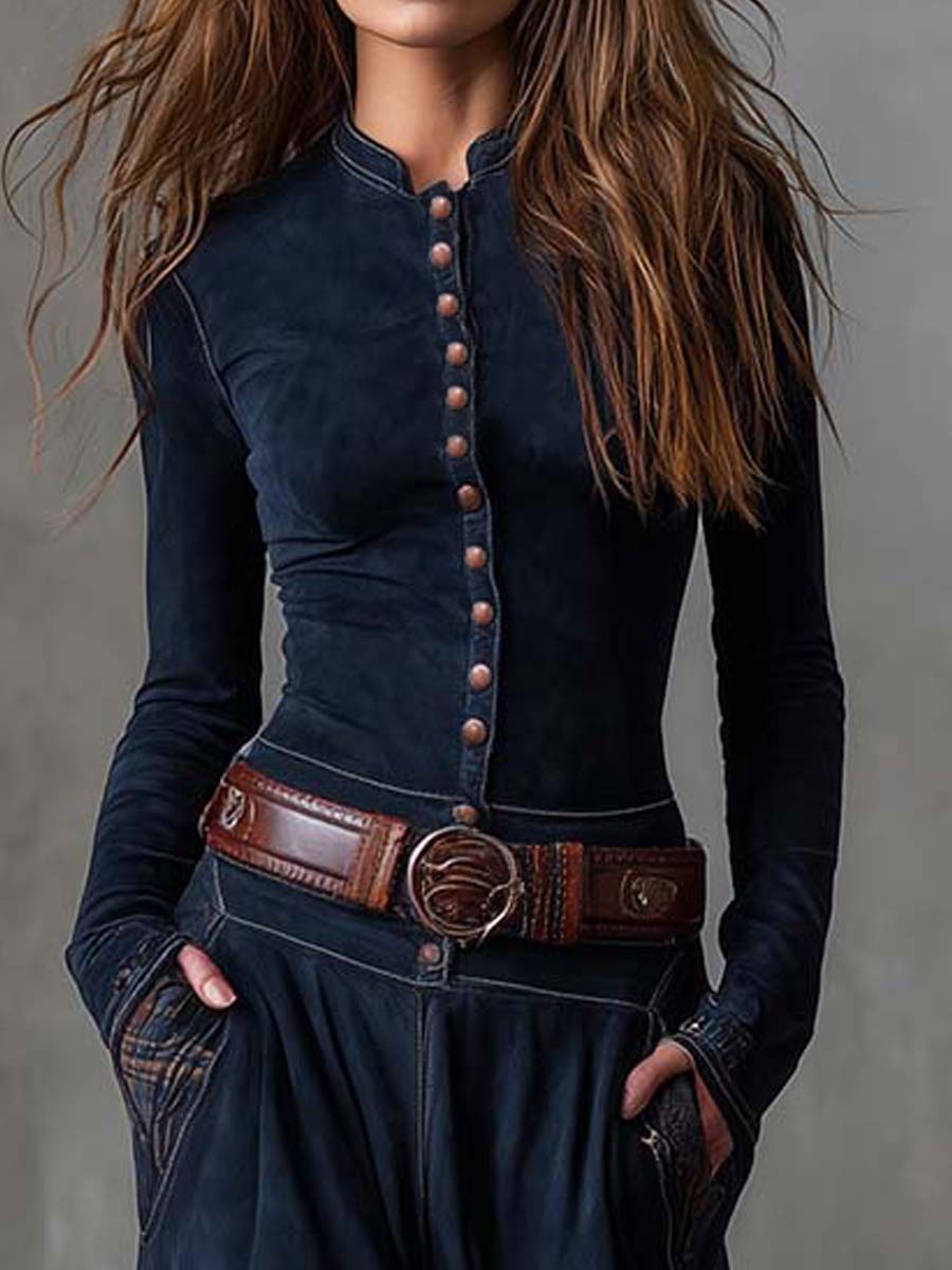 Vintage Patchwork Suede Maxi Dress With Plaid Panels