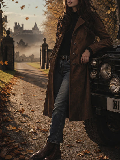 Women's Vintage Suede Trench Coat