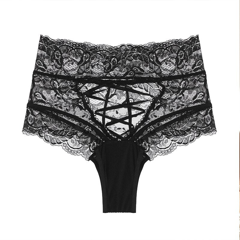 Plus Size High Waist Lace Panties