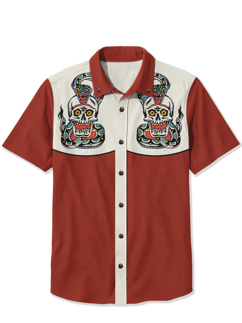 Snake And Skull - 100% Cotton Shirt