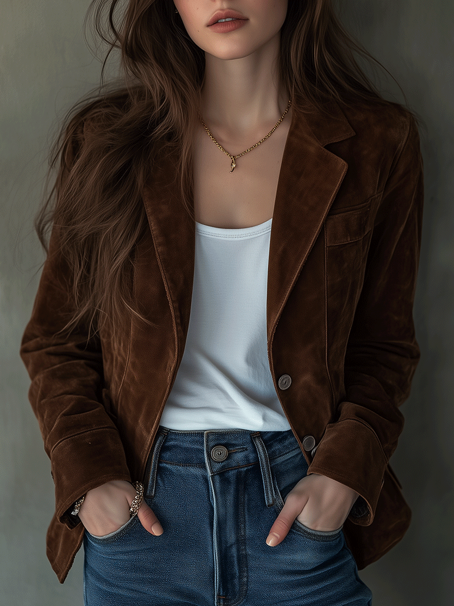 Luxurious Chocolate Velvet Blazer