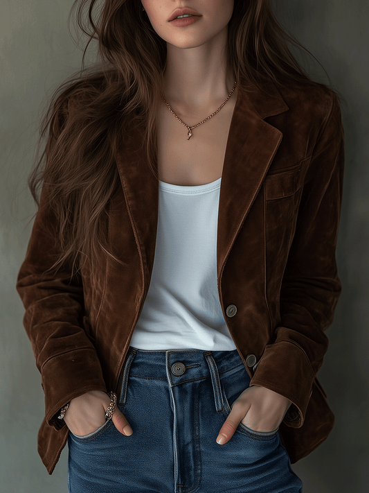 Luxurious Chocolate Velvet Blazer