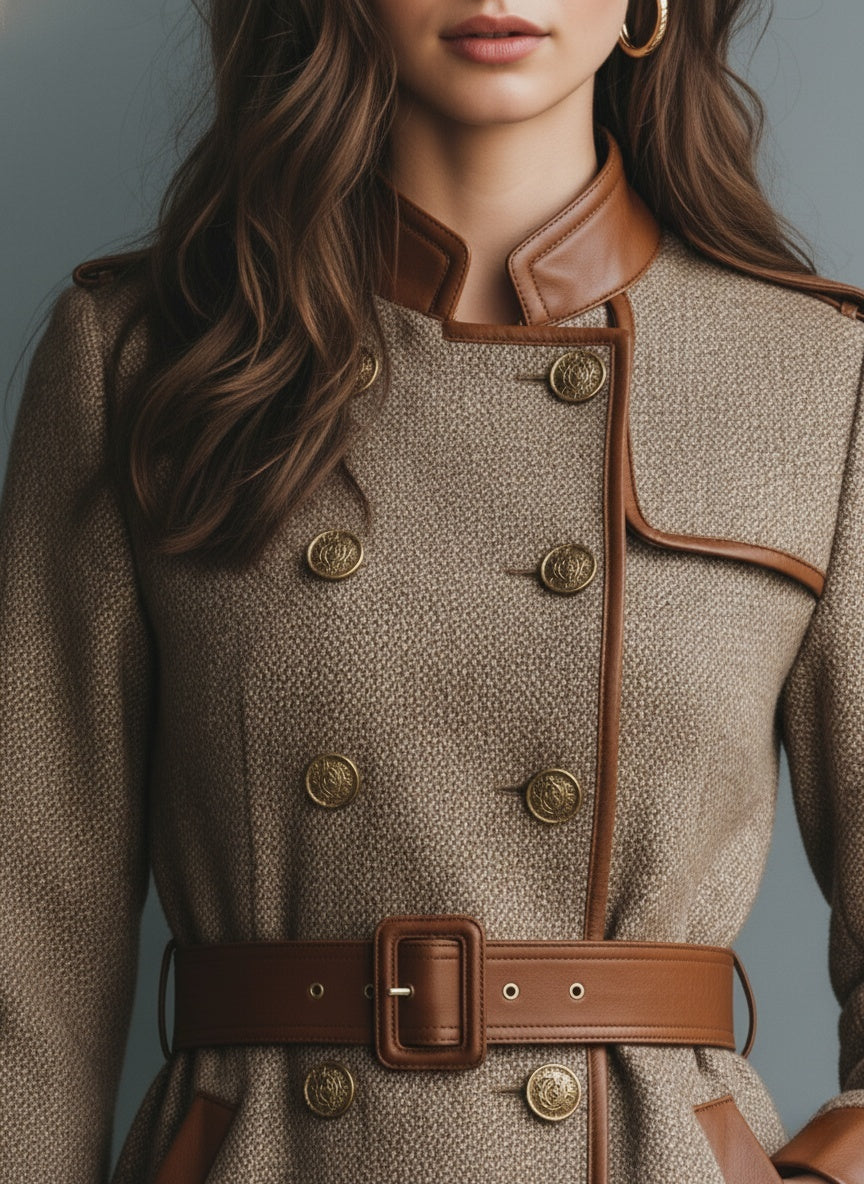 The Heritage Tweed & Leather-Trimmed Trench Coat