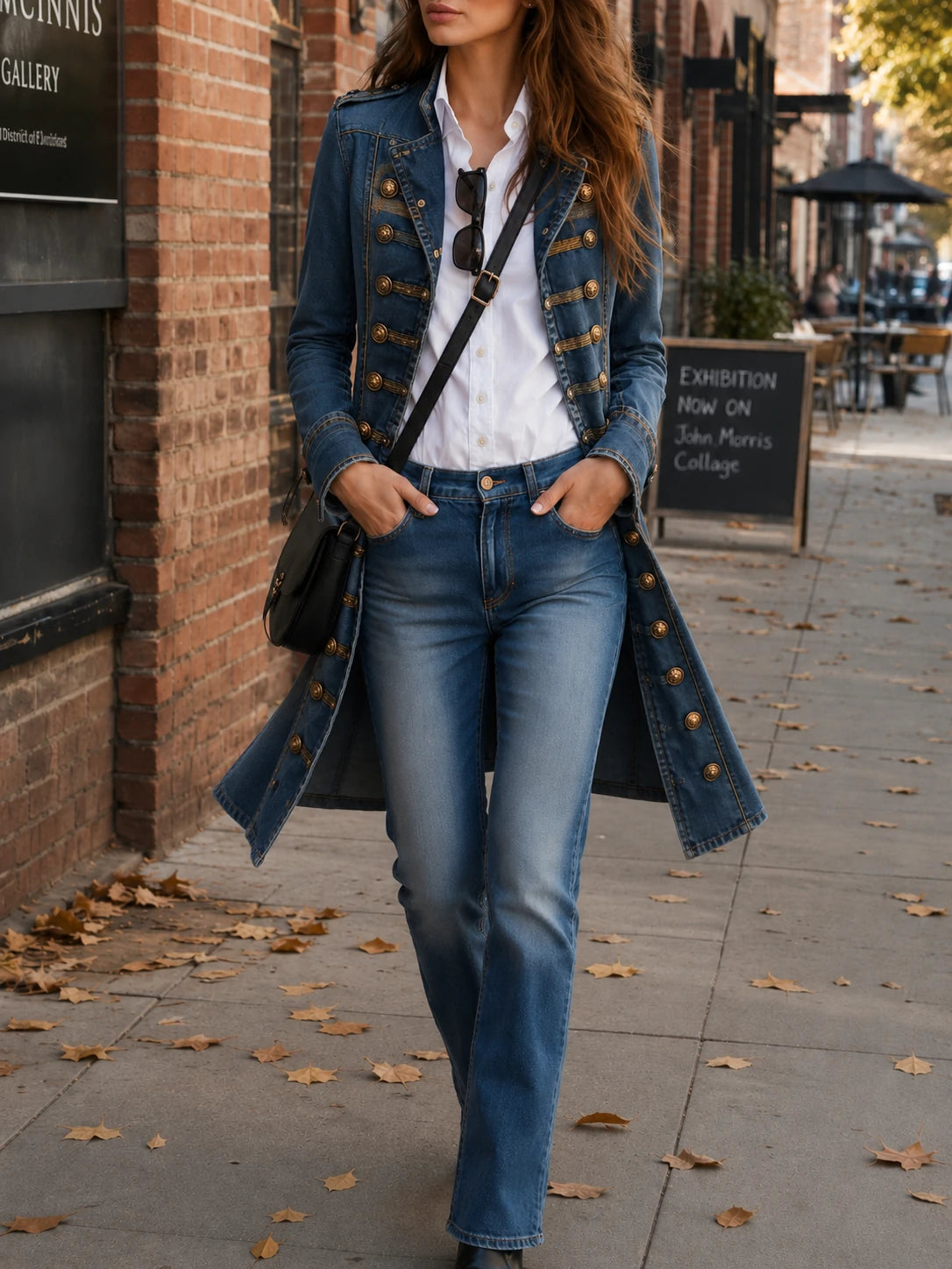 Retro Military Button-down Denim Jacket