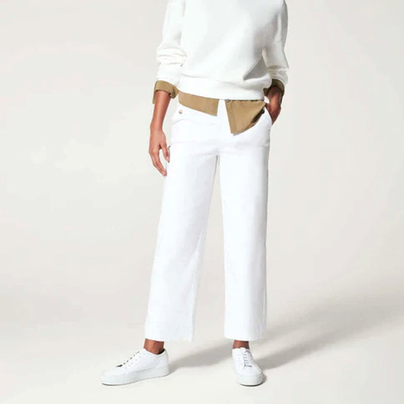 Stretch Twill Cropped Wide Leg Pant