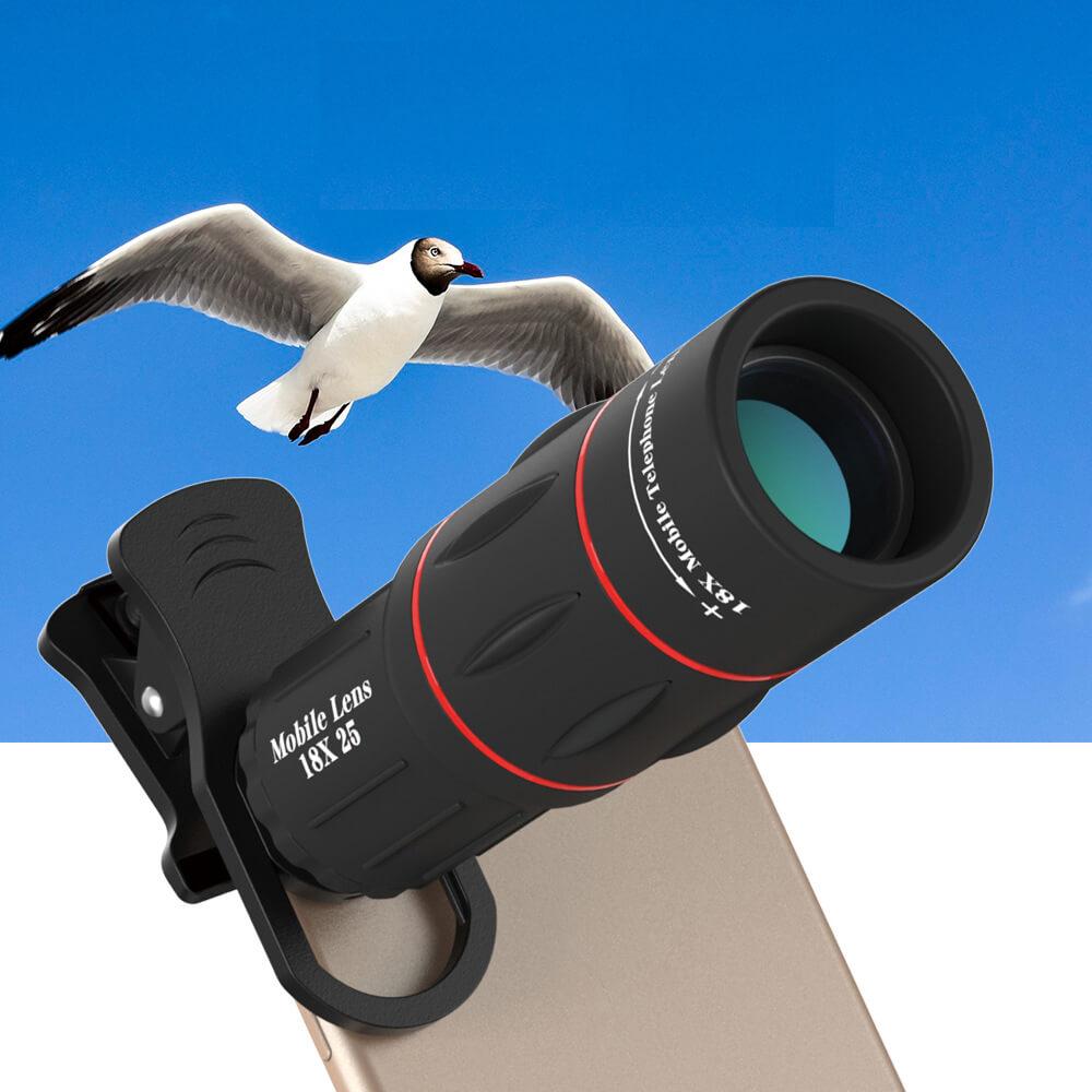 Cell Phone Camera Lens, 18X Zoom Telephoto Lens with Tripod for iPhone, Samsung, Android, Monocular Telescope