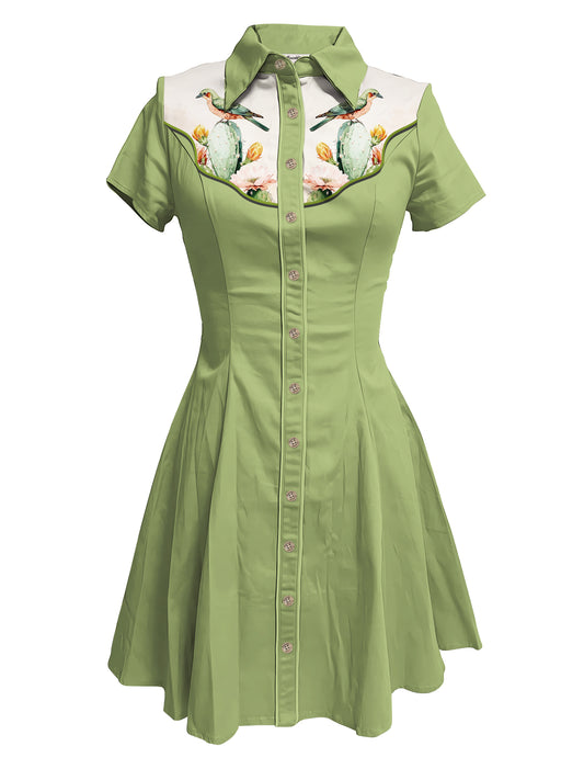 Bird And Flower - 100% Cotton Dress