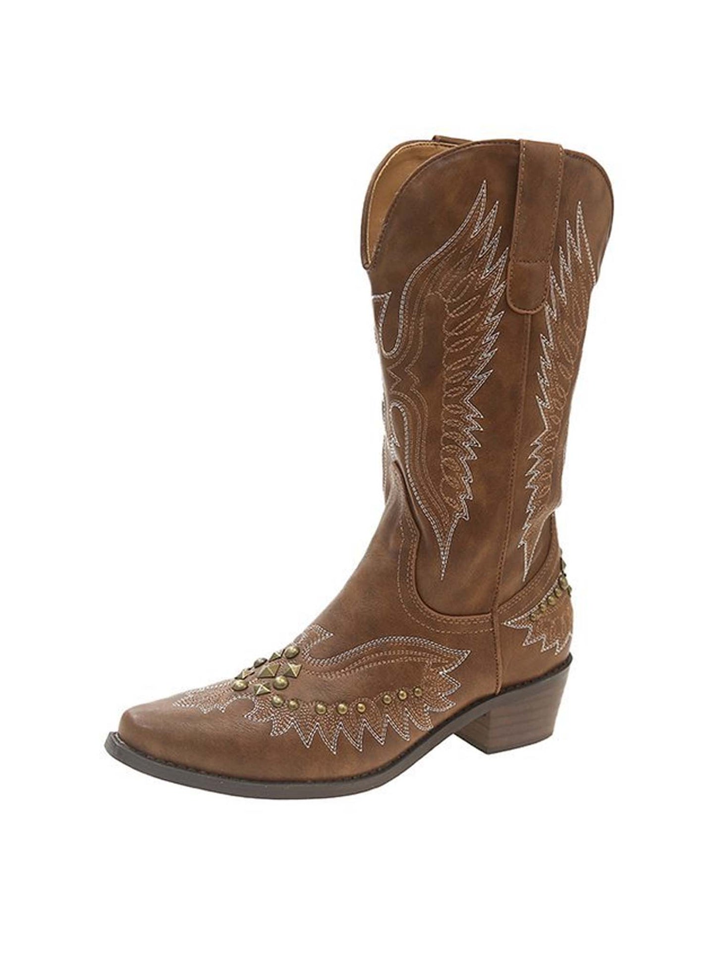 Rivet V-Neck Embroidered Retro Western Cowboy Boots