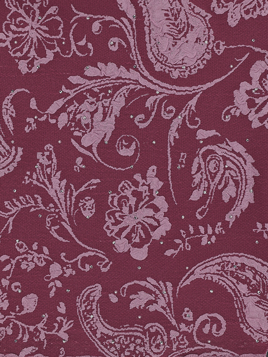 Elegant Cashew Print Rhinestone Lace Trim Blouse