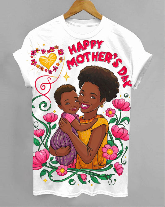 Happy Mother's Day Crew Neck Short Sleeve T-shirt