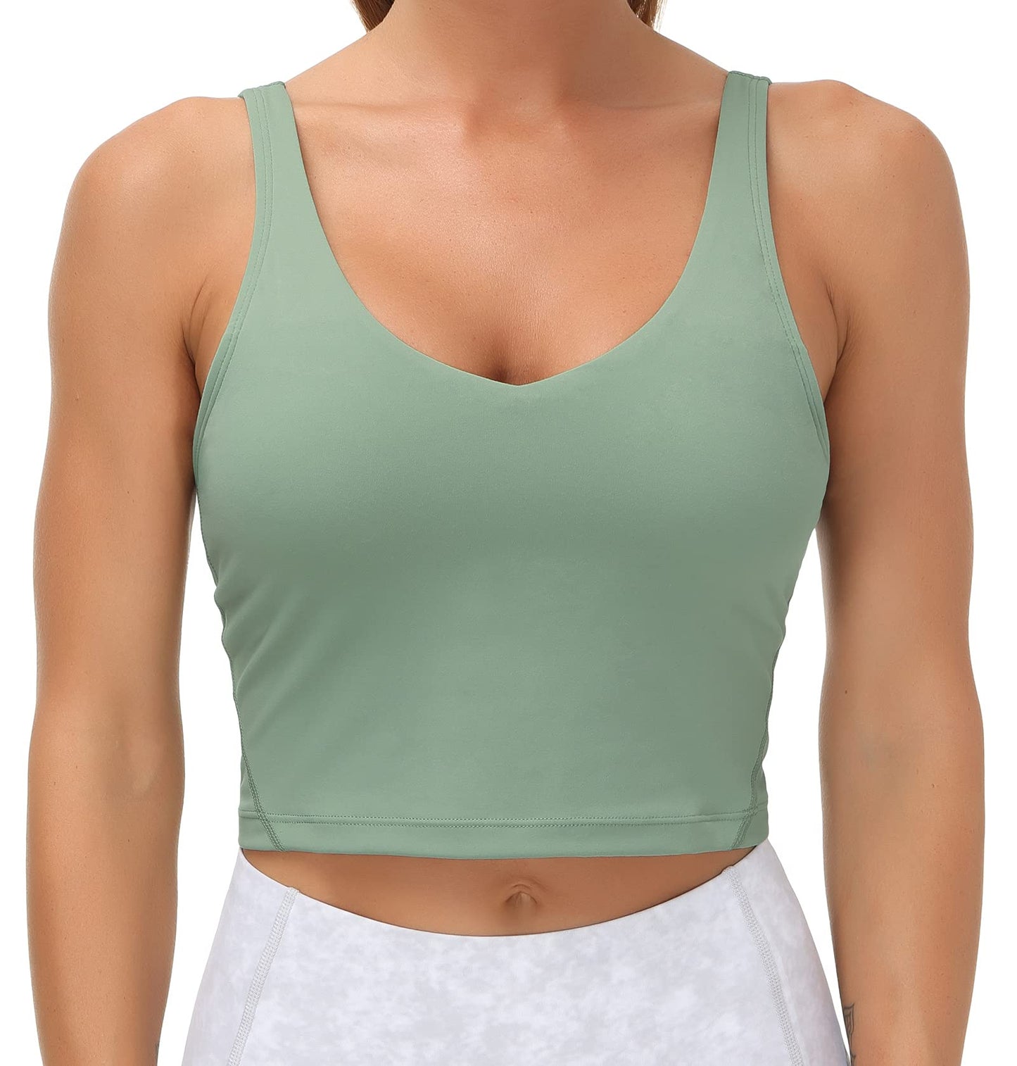 Women’s Longline Sports Bra - Wirefree Padded Support Yoga Bras