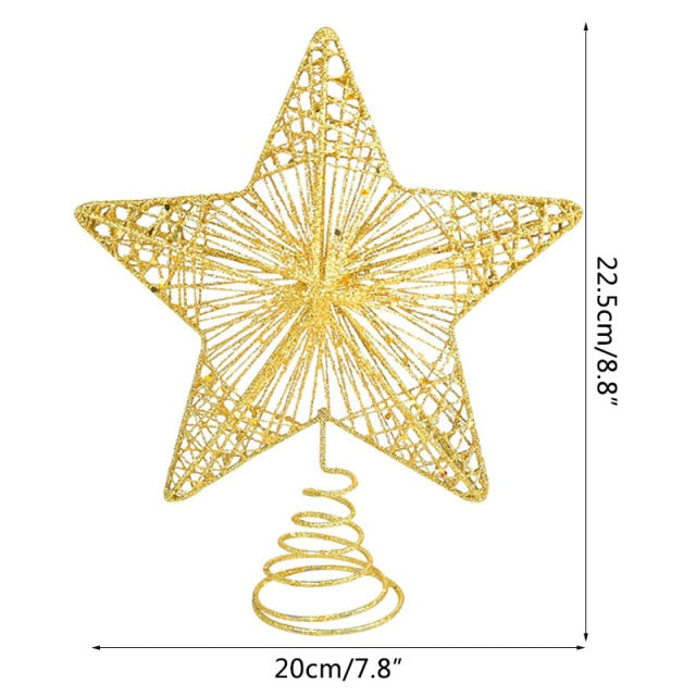 Gold Glitter Christmas Tree Top Iron Star