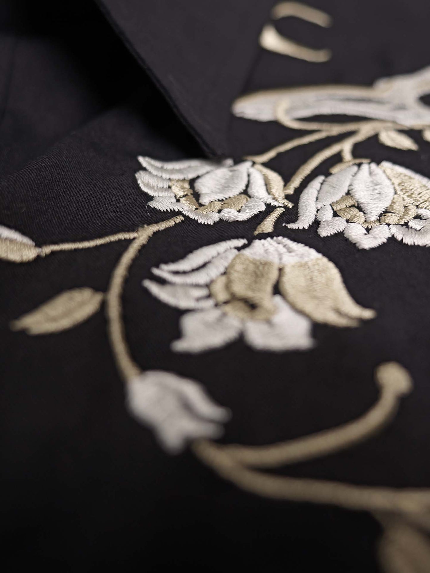[Embroidery]Skeleton Crow Head And Flower - 100% Cotton Dress