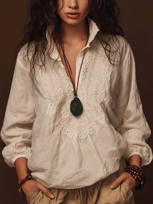 Boho Tuscany Nomad Linen Blouse
