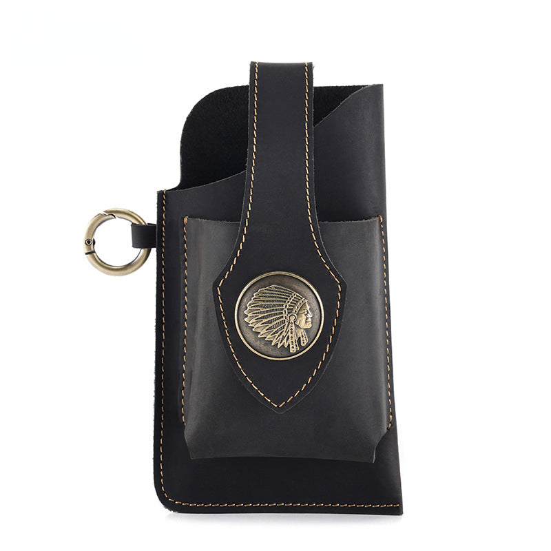 Crazy horse leather belt bag tide