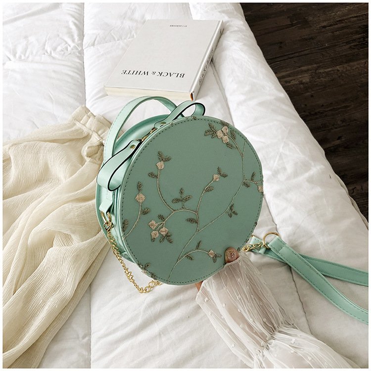 Hot Sale Sweet Lace Round Handbags PU Leather Women Crossbody Bags