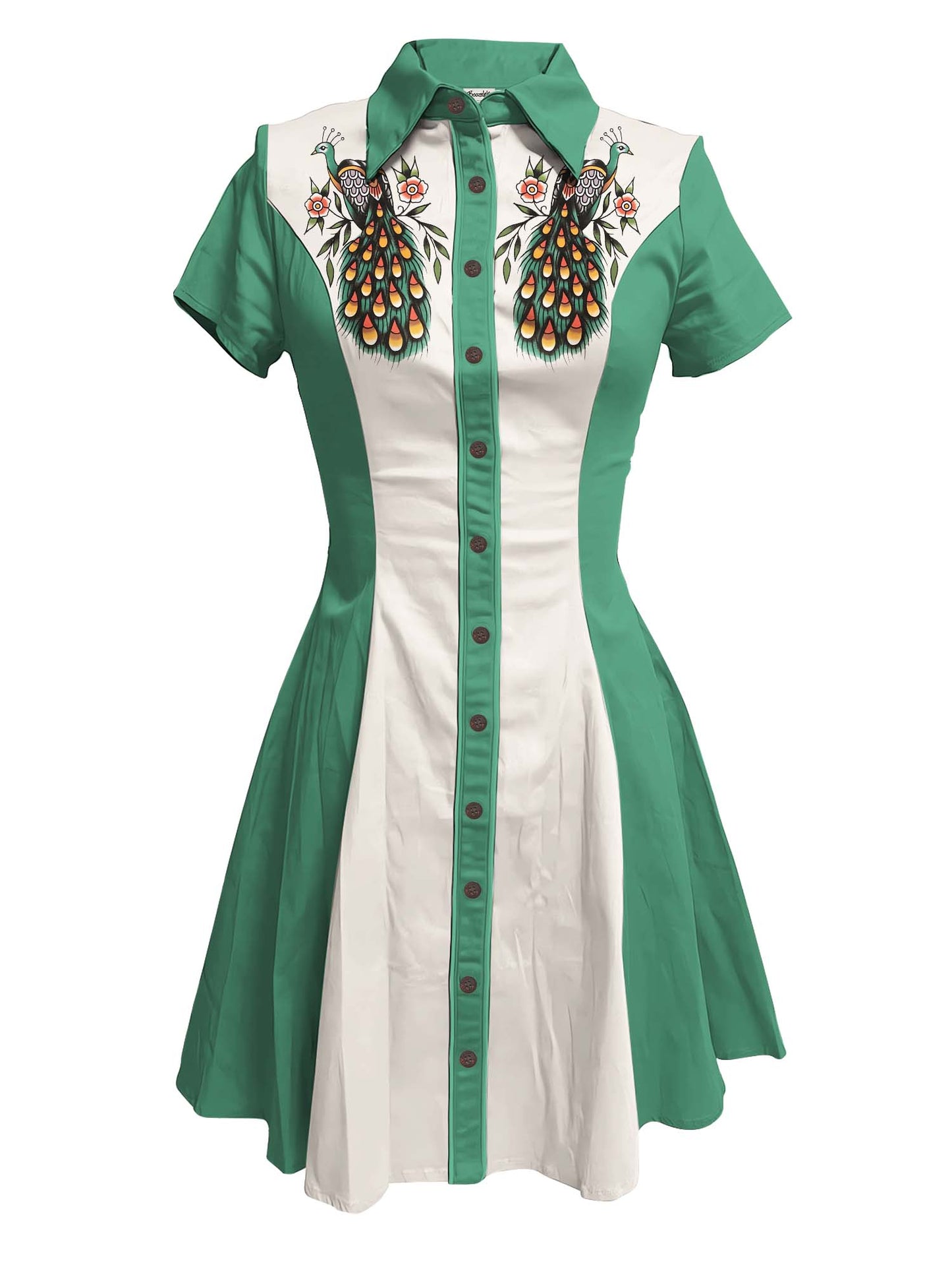 Green Peacock - 100% Cotton Dress