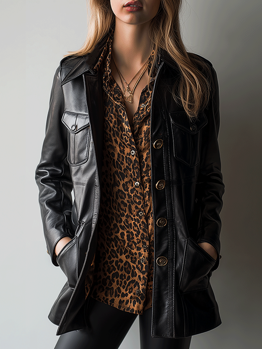 Retro Chic Leather Long Jacket