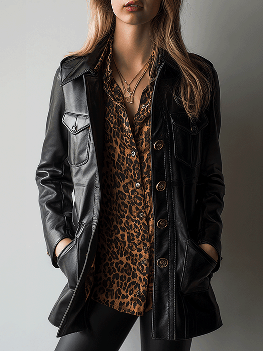 Retro Chic Leather Long Jacket
