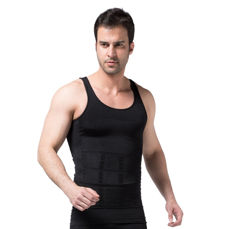 Men's Slim Body Shapewear Compression  Abdomen Tummy Belly Waist Cincher Vest