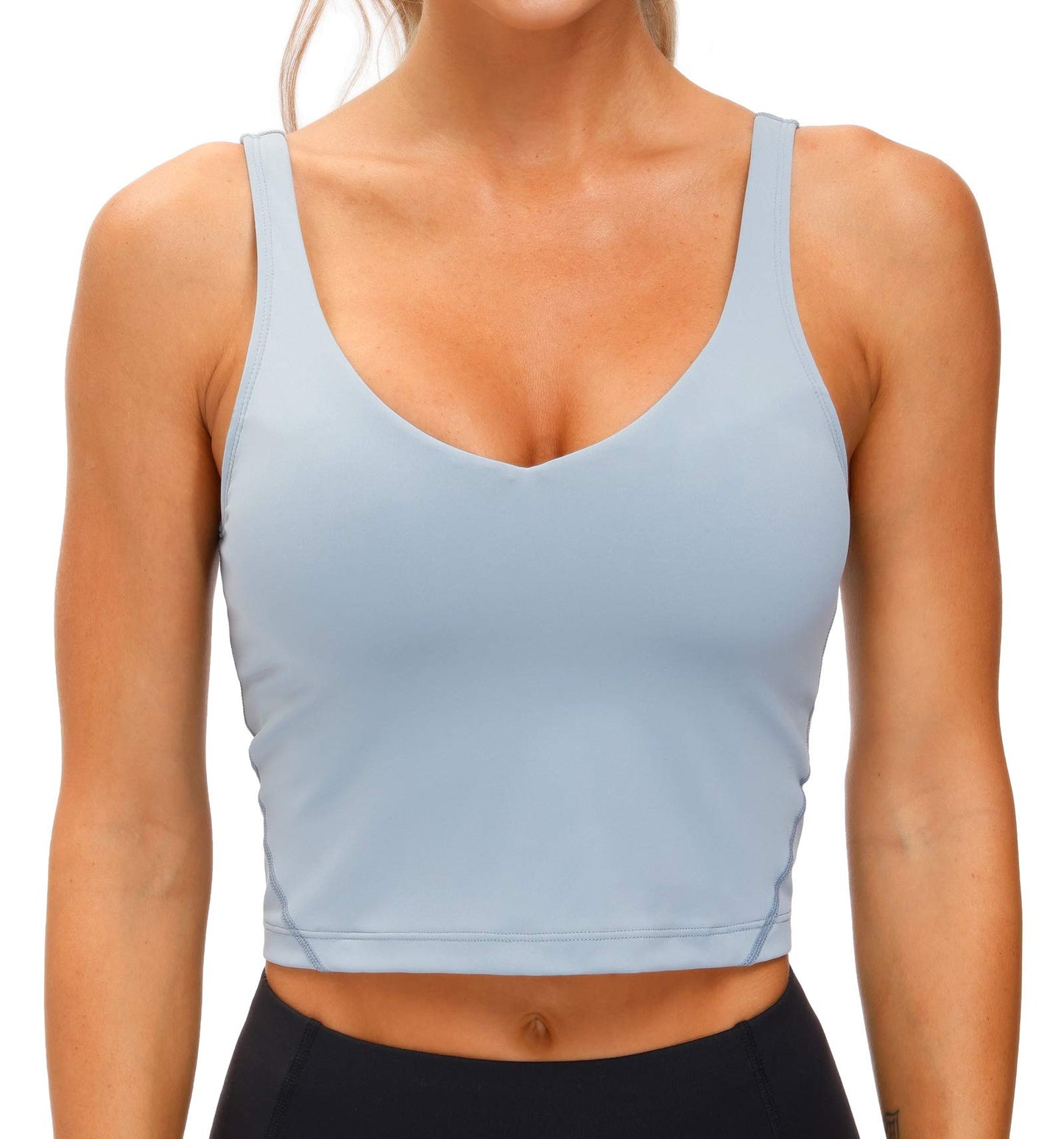 Women’s Longline Sports Bra - Wirefree Padded Support Yoga Bras