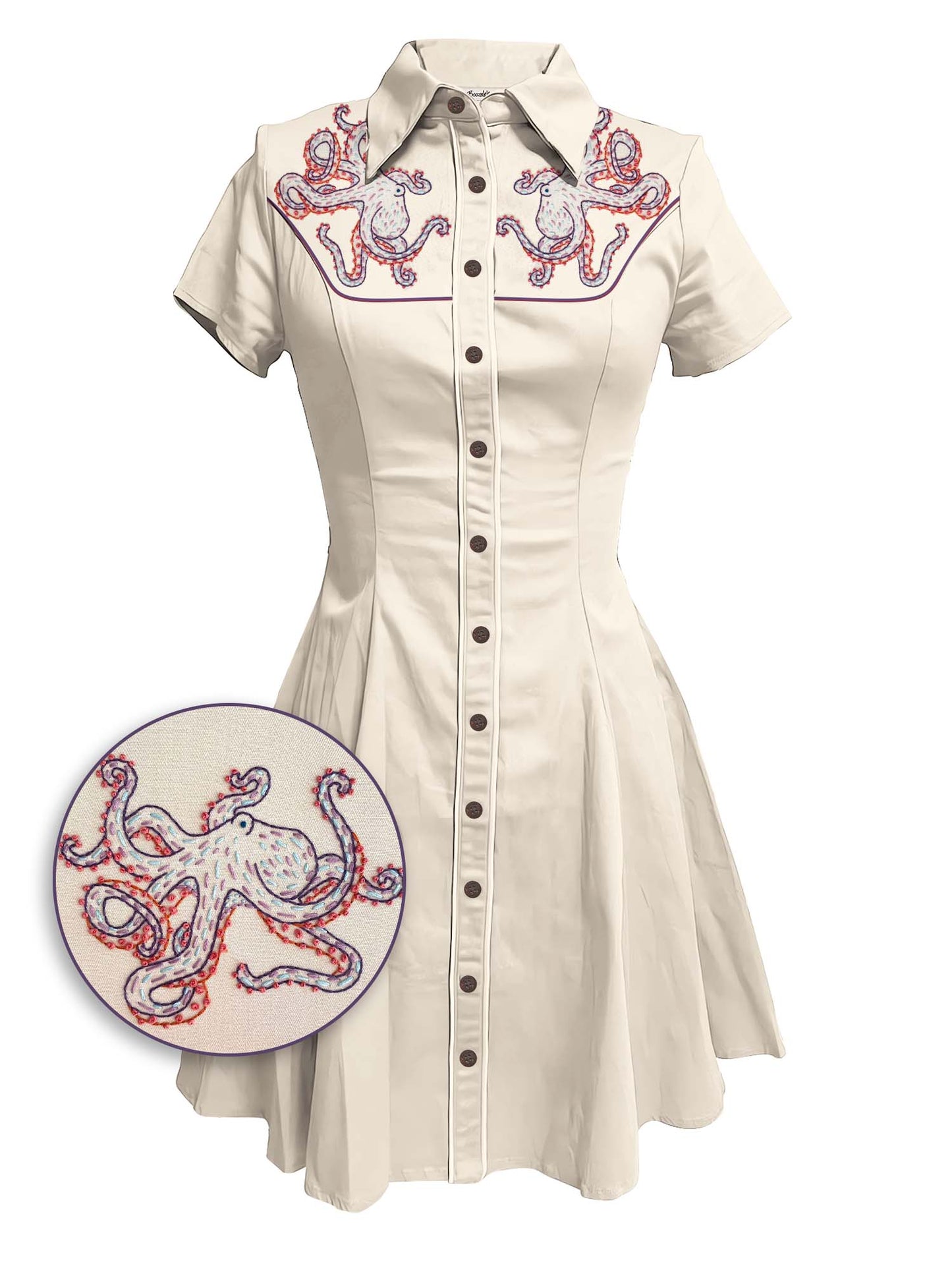 [Embroidery]Octopus - 100% Cotton Dress
