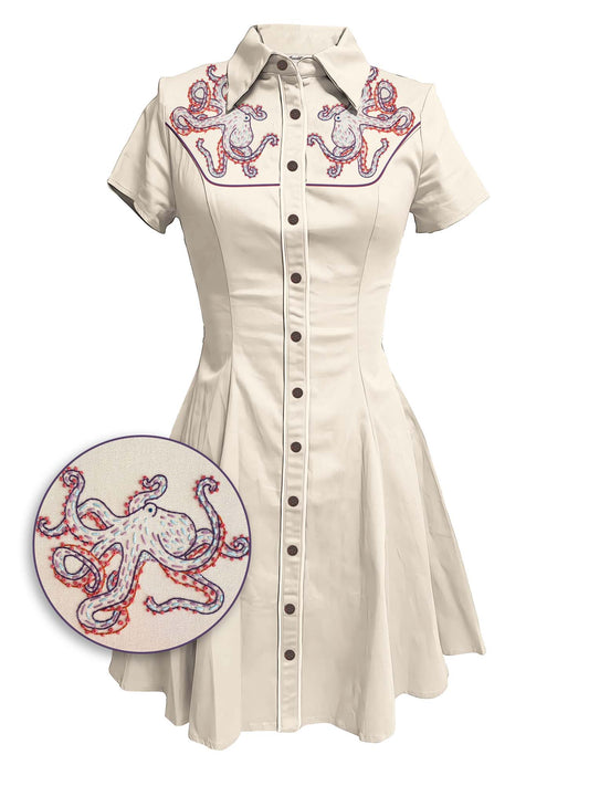 [Embroidery]Octopus - 100% Cotton Dress