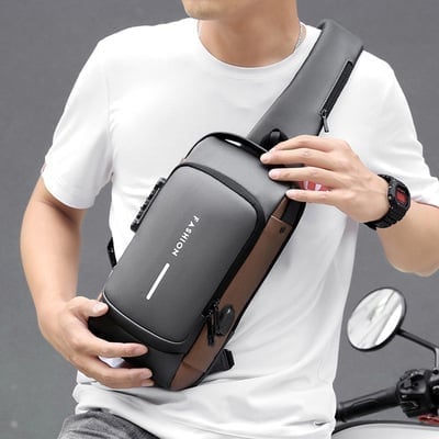 USB Charging Sport Sling  Anti-Theft Shoulder Bag