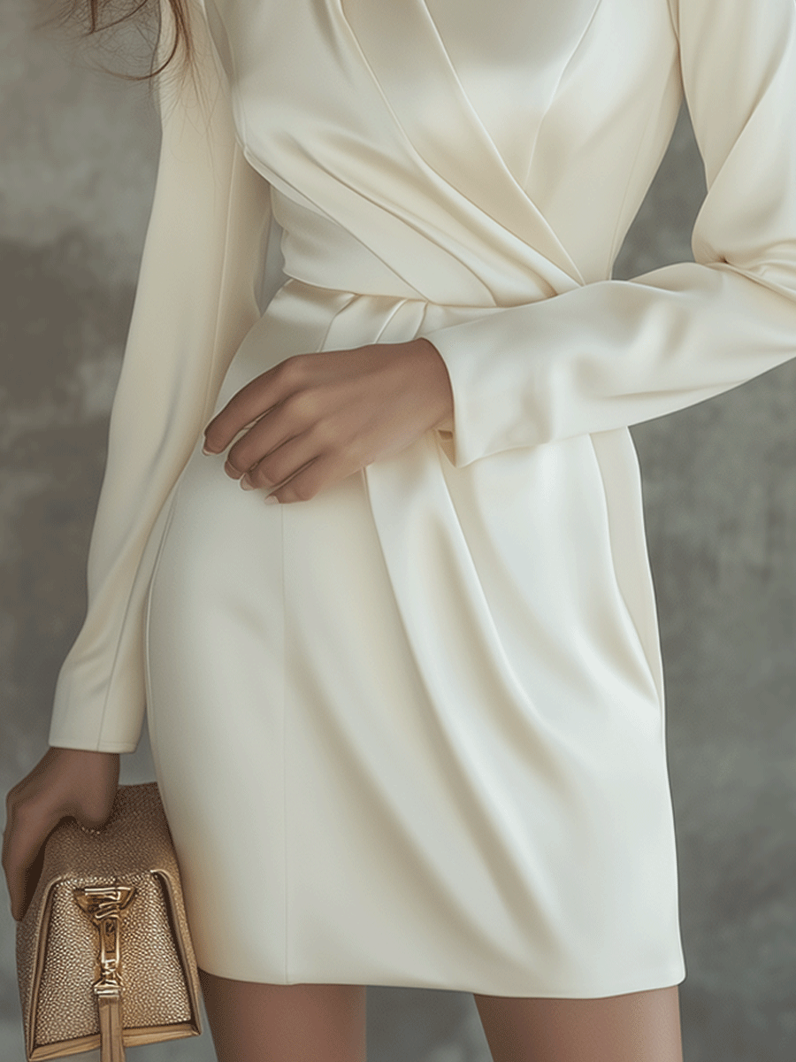 Elegant High Neck Satin Mini Dress