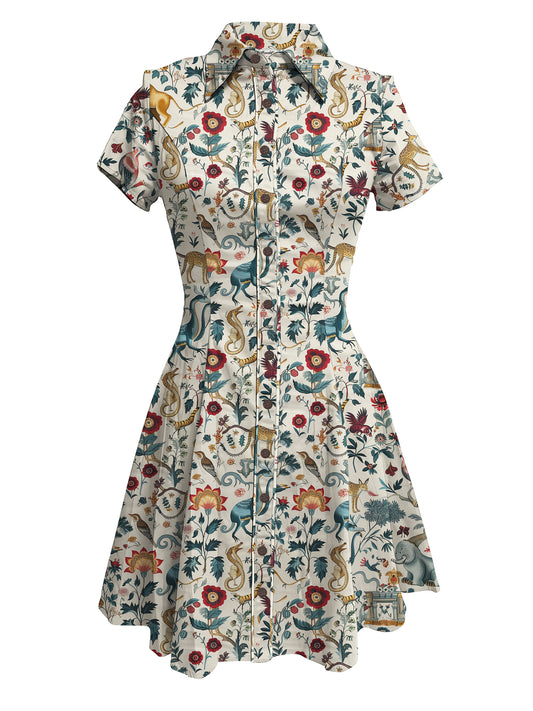 Bird Cobra Lion Dinosaur Elephant Zoo - 100% Cotton Dress