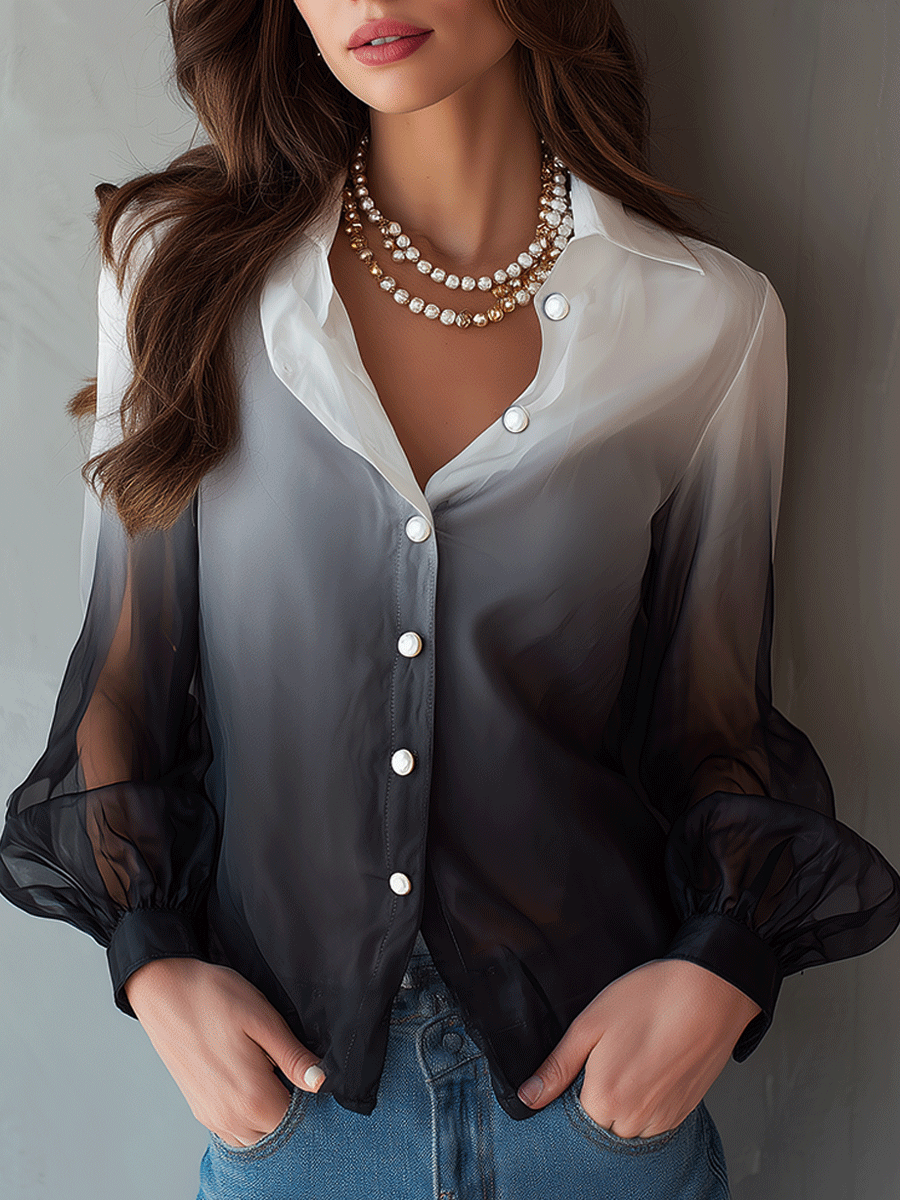 Elegant And Flowing Black And White Gradient Shirt