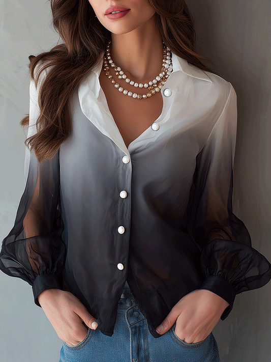 Elegant And Flowing Black And White Gradient Shirt