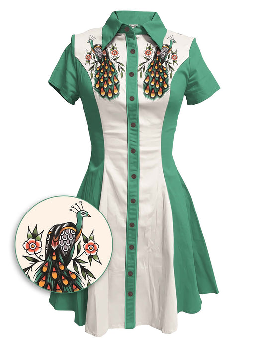 Green Peacock - 100% Cotton Dress
