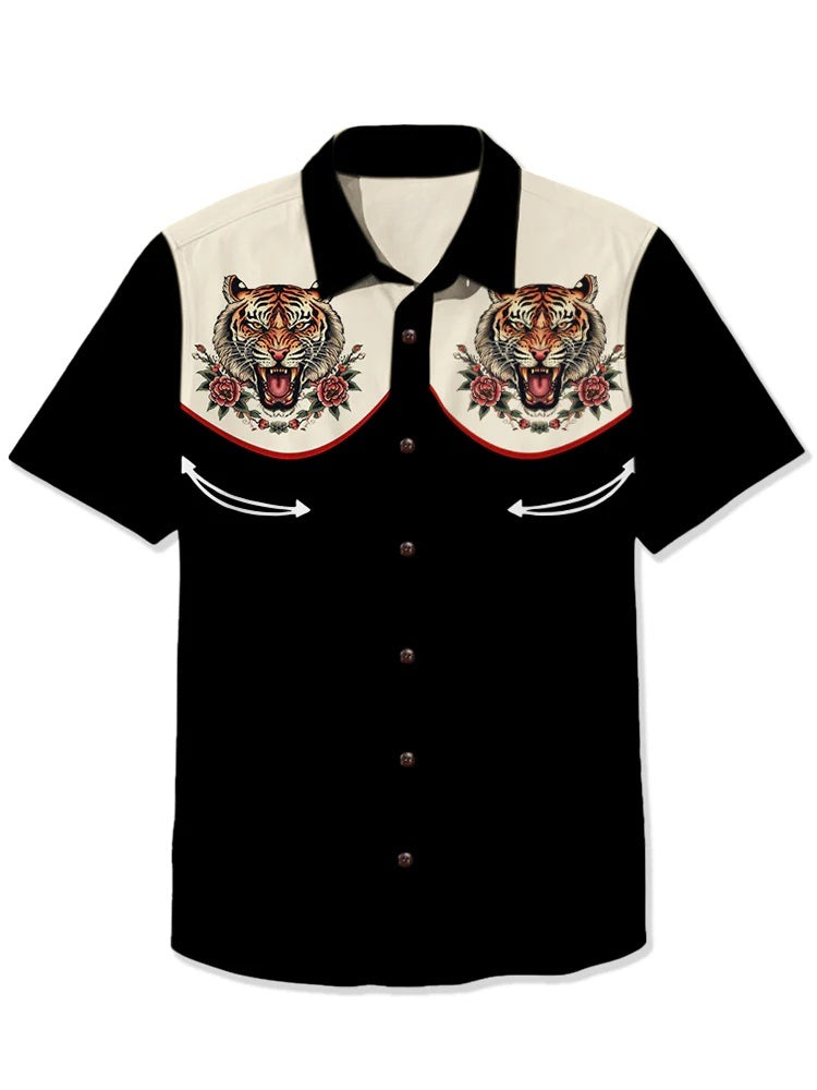 Retro tattoo Tiger - 100% Cotton Shirt