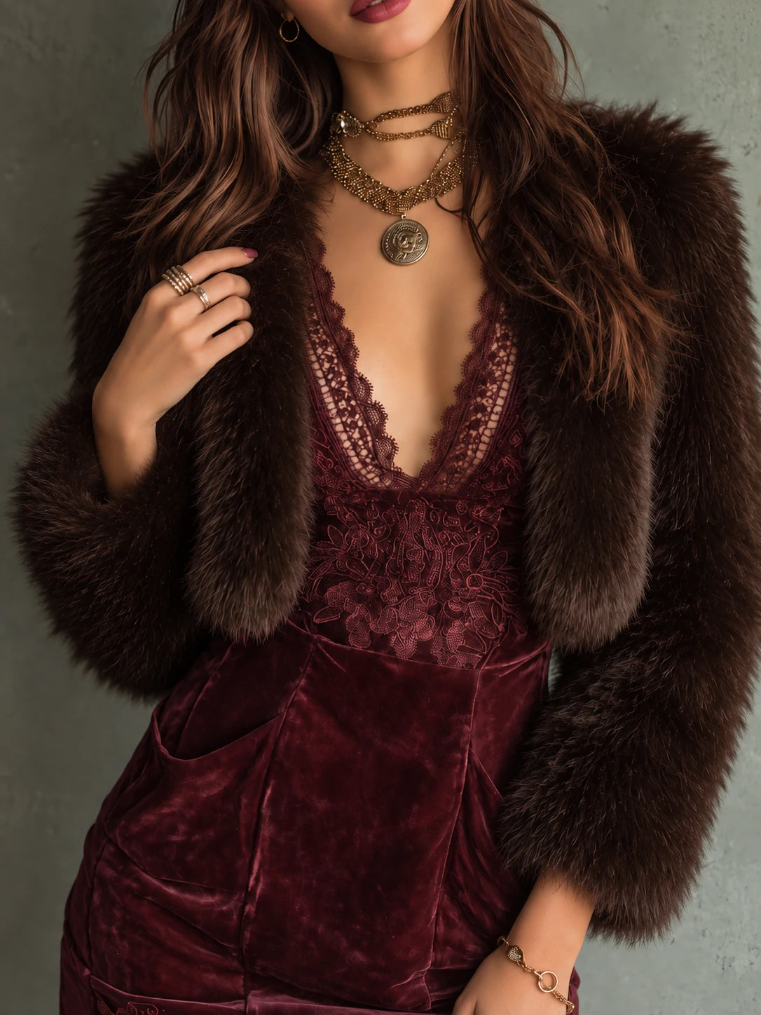 Shaggy Fur-Look Cropped Jacket