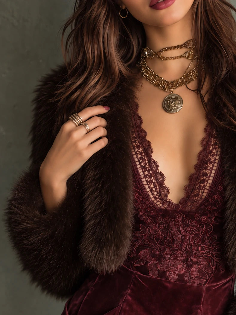 Shaggy Fur-Look Cropped Jacket