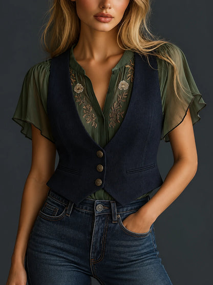 Ornate-Button Tailored Waistcoat