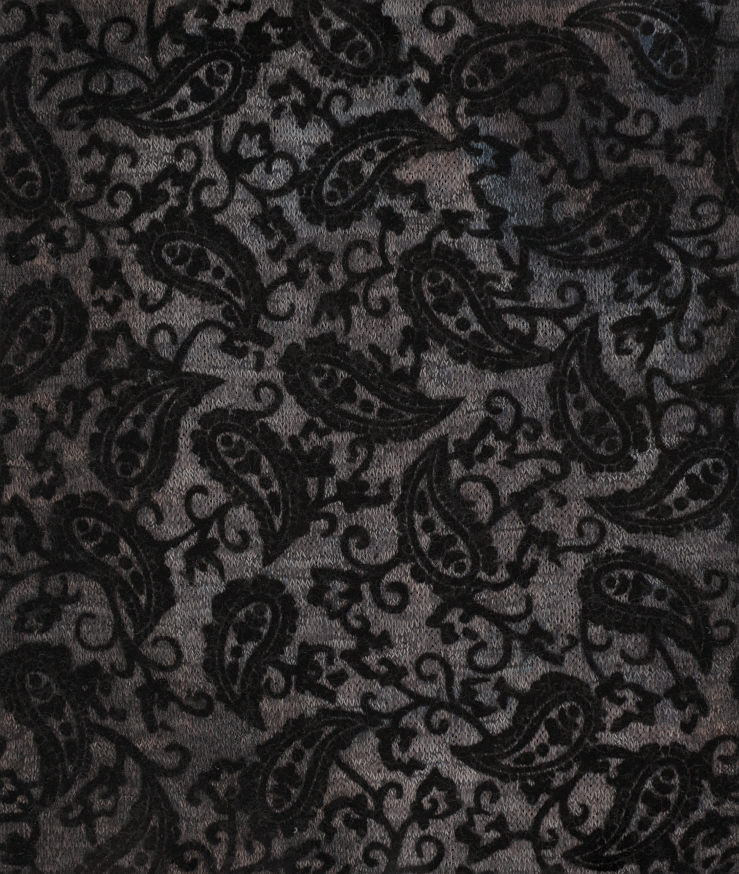 Retro Paisley Flocked Knitted Zipper Blouse