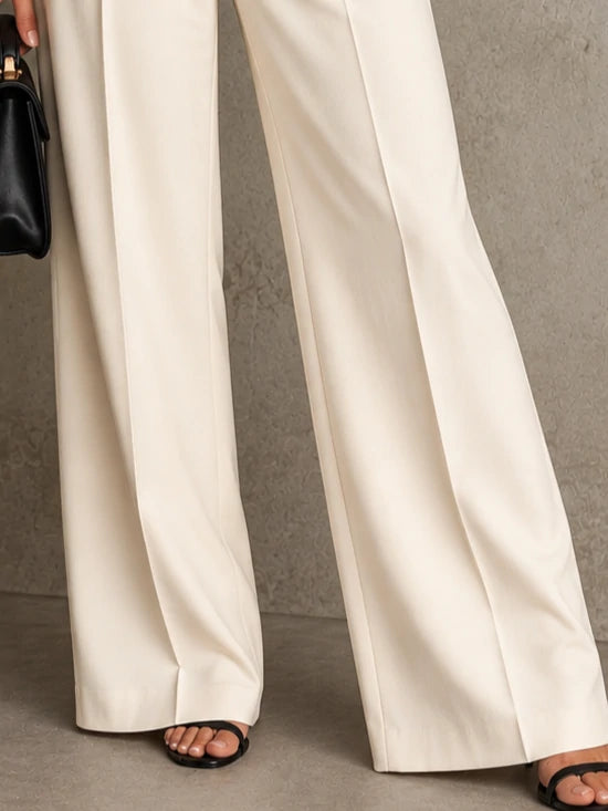 High-Waisted Pleated Wide-Leg Trousers
