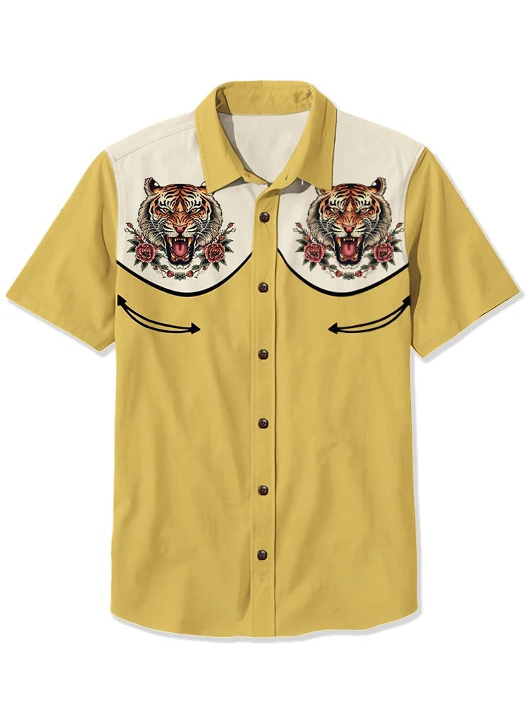 Retro tattoo Tiger - 100% Cotton Shirt