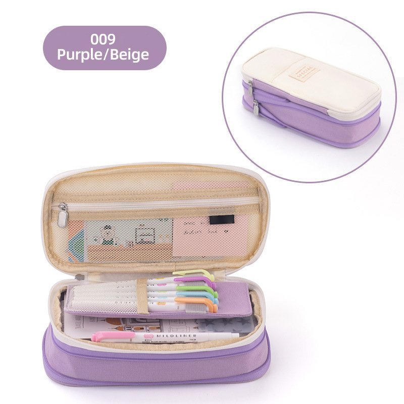 Classic Pocket Pen Pencil Case Fold Canvas Stationery Storage Bag