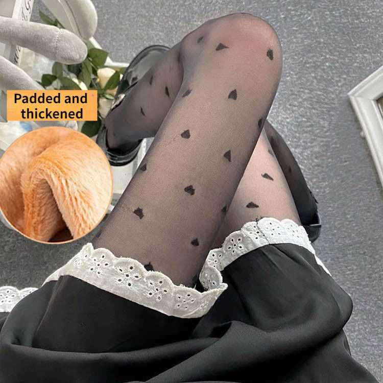 Black silk through flesh padded pantyhose