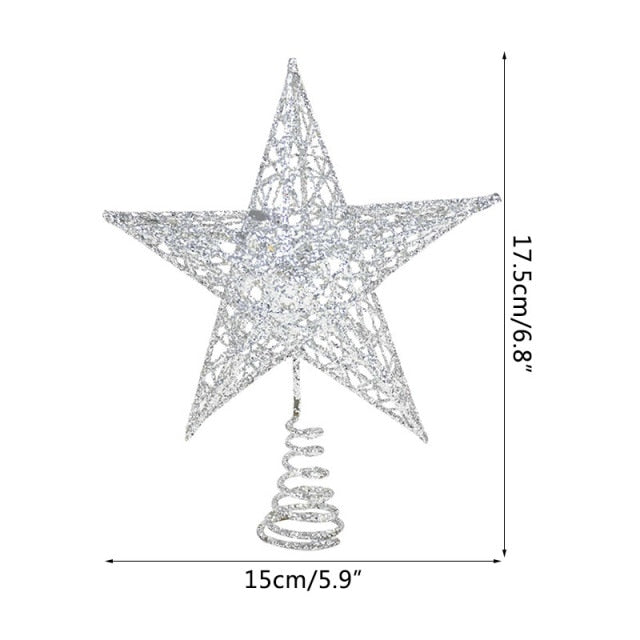 Gold Glitter Christmas Tree Top Iron Star