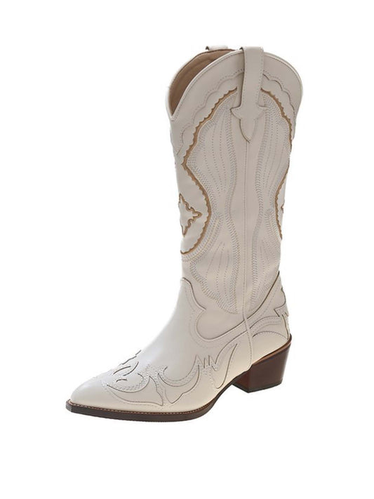 Embroidered Western Pointed Toe Cowboy Boots