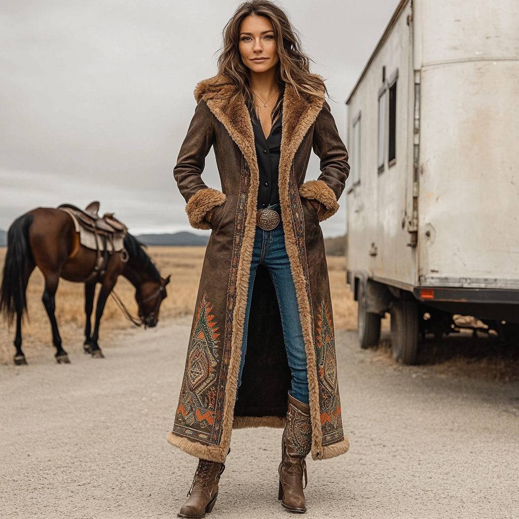 Women's Western Retro Coat Plush Autumn And Winter Warm Coat