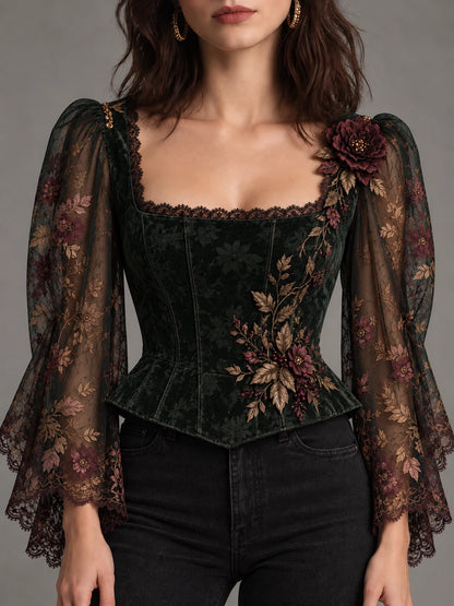 Guide showing hidden zipper attachment for detachable floral sleeves