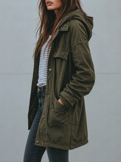 Vintage Casual Hooded Windproof Multi-pocket Work Jacket