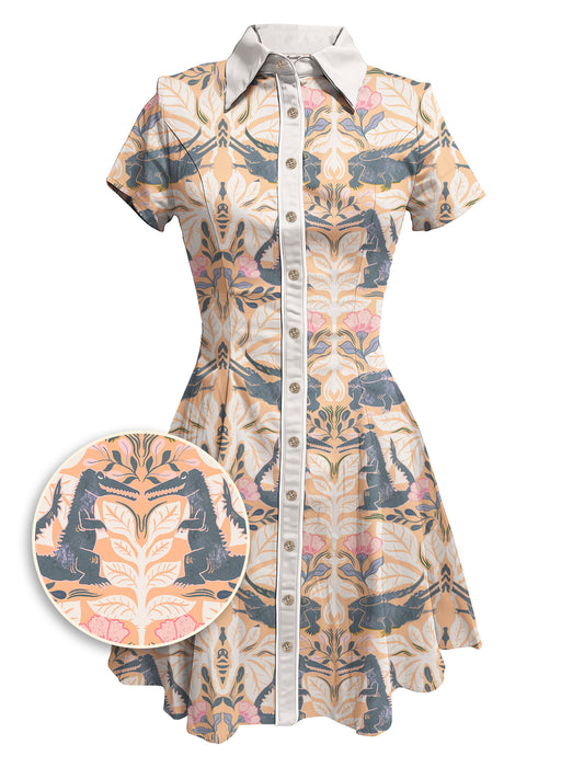 Happy Crocodiles Pink - 100% Cotton Dress